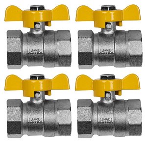 Kit 4 Registro Válvula Esfera Metálica RF X RF 1/2'' Pex Gás