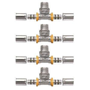 Kit 4 Te Tee p/ Gás Encanado 16mm RM 1/2'' Pex Multicamadas