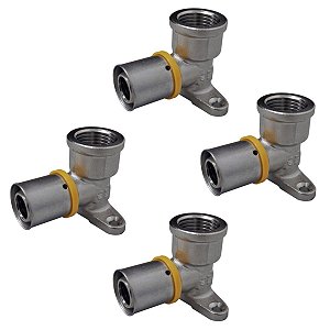 Kit 4 Joelho Cotovelo Base Fixa P/ Gás 16mm 1/2'' Pex Gás