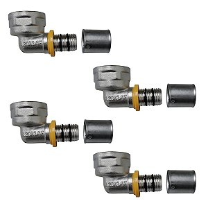 Kit 4 Conexão Joelho Cotovelo P/ Gás 90° 16mm RF 1/2'' Pex
