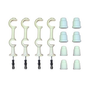 Kit 4 Suporte Varão Duplo Cortina C/ Ponteira 19-28mm Branco