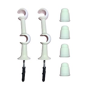 Kit 2 Suporte Varão Duplo Cortina C/ Ponteira 19-19mm Branco