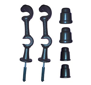 Kit 2 Suporte Varão Duplo Cortina C/ Ponteira 19-28mm Imbuia