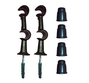 Kit 2 Suporte Varão Duplo Cortina C/ Ponteira 19-19mm Imbuia