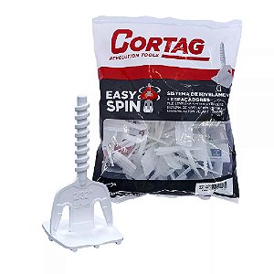 Kit 50 Espaçador Nivelador Piso Easy Spin Rosca 2mm Cortag