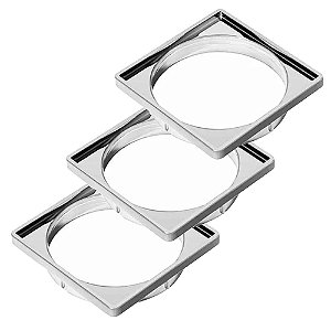 Kit 3 Porta Grelha Suporte Ralo Quadrado Cromado 100mm