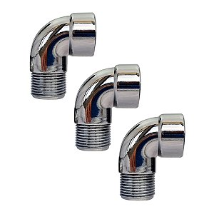 Kit 3 Joelho Cotovelo Curva Metal Cromado RM X RF 3/4'' X90°
