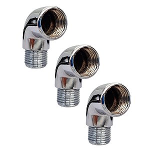 Kit 3 Joelho Cotovelo Curva Metal Cromado RM X RF 1/2'' X 90