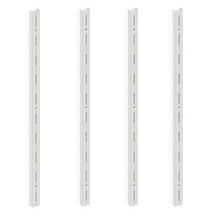 Kit 4 Trilho P/ Prateleira Cremalheira Aço Simples 1m Branco