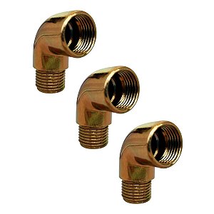 Kit 3 Joelho Cotovelo Curva Metal Dourado RM X RF 1/2'' X90°
