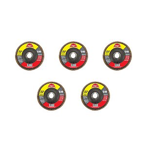 Kit 5 Disco Flap Desbaste Acabamento Grão 40 115x22,23 Matz