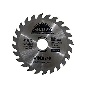 Disco Serra Wídea P/ Madeira 24 Dentes 110mm x 20mm Matz