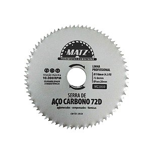 Disco Serra Aço P/ Madeira 72 Dentes 110mm x 20mm Matz