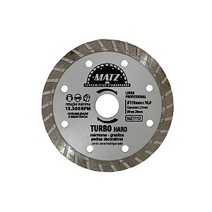 Disco De Corte Diamantado Turbo Hard 10mm 110x20mm Matz