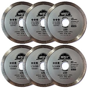 Kit 6 Disco De Corte Diamantado Liso 8mm 110mm x 20mm Matz