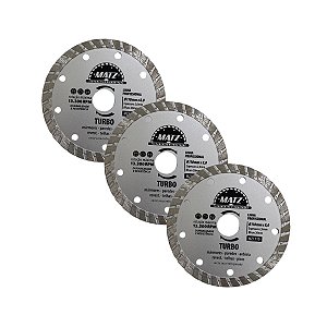 Kit 3 Disco De Corte Diamantado Turbo 8mm 110mm x 20mm Matz