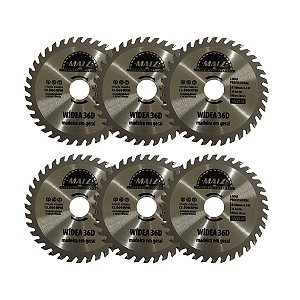 Kit 6 Disco Serra Wídea Madeira 36 Dentes 110mm x 20mm Matz