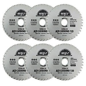 Kit 6 Disco Serra Aço P/ Madeira 72 Dentes 110mm x 20mm Matz