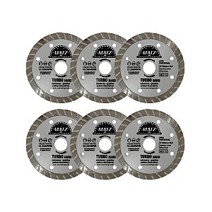 Kit 6 Disco Corte Diamantado Turbo Hard 10mm 110x20mm Matz