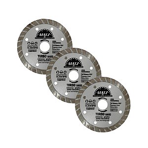 Kit 3 Disco Corte Diamantado Turbo Hard 10mm 110x20mm Matz