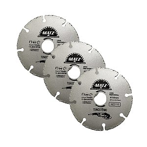 Kit 3 Disco Segmentado Tungstênio Esmerilhadeira 110x22,23mm