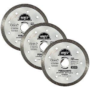 Kit 3 Disco Corte Turbo Diamantado Porcelanato 110x20mm Matz