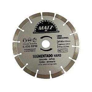 Disco Corte Diamantado Segmentado Hard 180x22,23mm Matz