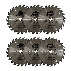 Kit 6 Disco Serra Wídea Madeira 24 Dentes 180mm x 20mm Matz
