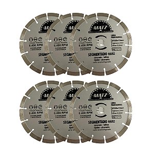 Kit 6 Disco Diamantado Segmentado Hard 180x22,23mm Matz