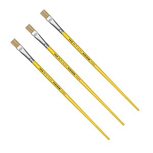 Kit 3 Pincel Chato Longo Cerda Natural 815-12 Nº12 Tigre