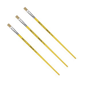 Kit 3 Pincel Chato Longo Cerda Natural 815-8 Nº8 Fino Tigre