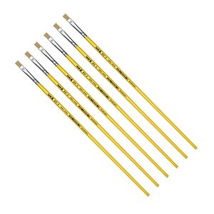 Kit 6 Pincel Chato Longo Cerda Natural 815-2 Nº2 Fino Tigre