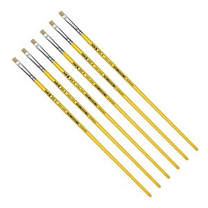 Kit 6 Pincel Chato Longo Cerda Natural 815-0 Nº0 Fino Tigre