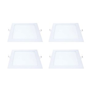 Kit 4 Painel LED Embutir Quadrado Luz Neutra 4000K 12W 17cm