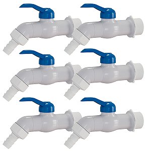Kit 6 Torneira Esfera PVC Jardim Tanque 1/2'' 3/4'' Branca