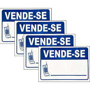 Kit 4 Placa Aviso Sinalização Vende-se 30cmx20cm PVC