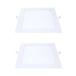 Kit 2 Painel LED Embutir Quadrado Luz Neutra 6500K 24W 29cm