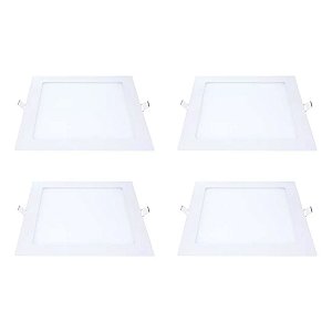 Kit 4 Painel LED Embutir Quadrado Luz Neutra 6500K 24W 29cm