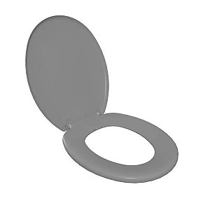 Assento Sanitário Oval Universal Almofadado Slim Cinza Claro