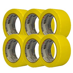 Kit 6 Fita Crepe Pintura Automotiva Amarela 48mm x 40m Adere