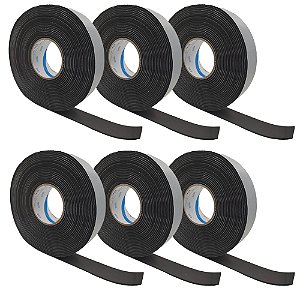 Kit 6 Fita Adesiva Espuma Elastomérica 45mmX10m Preta