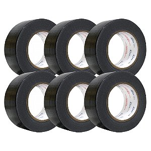 Kit 6 Fita Adesiva Tecido Multiuso SilverTape 48mmX50m Preta