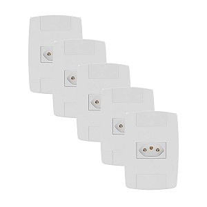Kit 5 Tomada Elétrica Branca 2P+T 20A 250V Placa Espelho 4x2