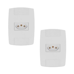 Kit 2 Tomada Elétrica Branca 2P+T 20A 250V Placa Espelho 4x2