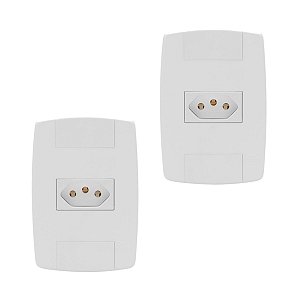 Kit 2 Tomada Elétrica Branca 2P+T 10A 250V Placa Espelho 4x2