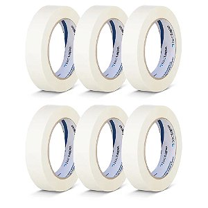 Kit 6 Fita Crepe Uso Geral Pintura 24mmX50m Bege Tectape