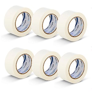Kit 6 Fita Crepe Uso Geral Pintura 48mmX50m Bege Tectape