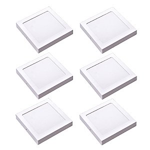 Kit 6 Painel Plafon LED Sobrepor Quad Amarela 3000K 24W 29cm