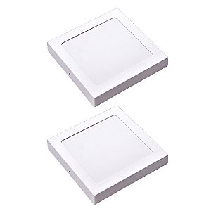 Kit 2 Painel Plafon LED Sobrepor Quad Amarela 3000K 18W 22cm