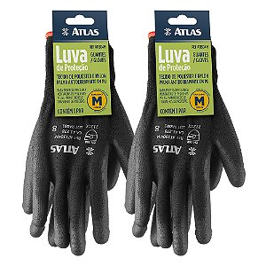 Kit 2 Luva Proteção Antiderrapante em PU Tamanho M AT1304